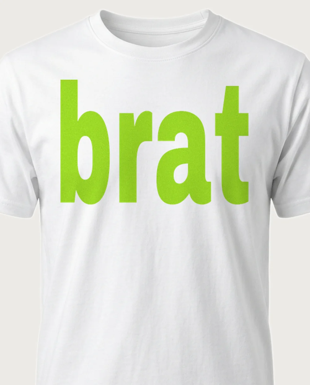 'BRAT' — Warped Brat on a white tee