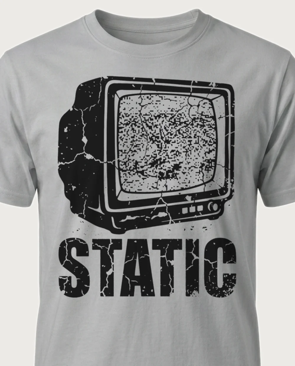 STATIC tv — Vintage Grunge on a sport grey tee